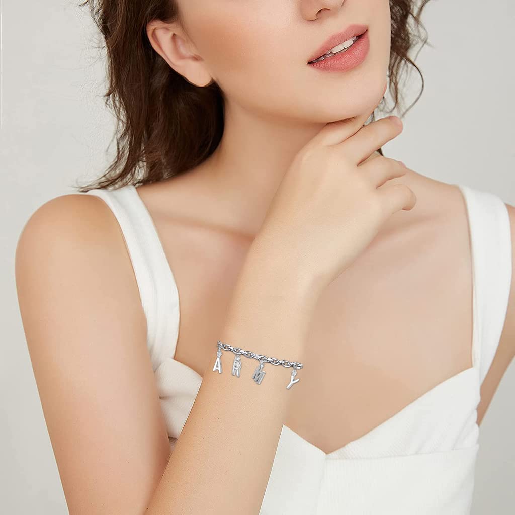 SANNIDHI BTS Kpop Letters Pendant Bracelet Fashion Bangtan Boys Titanium Steel Alphabet Bracelet, Bracelets For Men Fashion Jewelry, Cool Style Jewelry Unisex SANNIDHI BTS Kpop Letters Pendant Bracelet Fashion Bangtan Boys Titanium Steel Alphabet Bracelet, Bracelets For Men Fashion Jewelry, Cool Style Jewelry Unisex